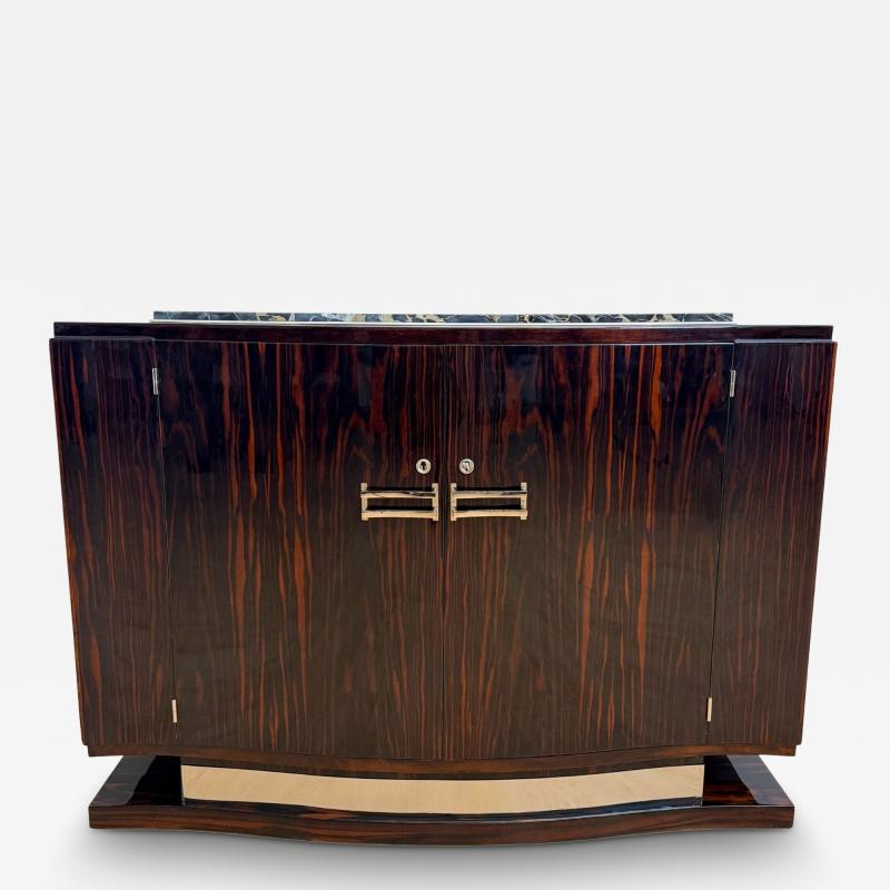 Art Deco Sideboard Macassar Marble Chrome France circa 1930