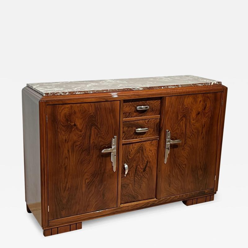 Art Deco Sideboard Walnut Lacquer Nickel France circa 1930