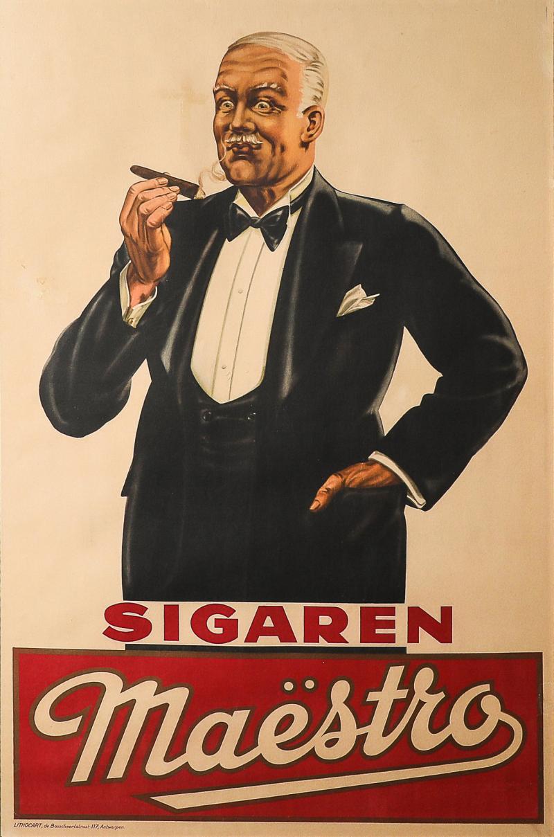 Art Deco Sigaren Maestro Poster Cigars