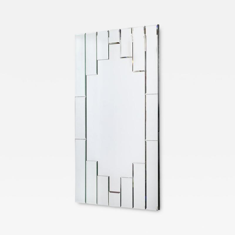 Art Deco Skyscraper Style Rectangular Tessellated Mirror with Beveled Detailing