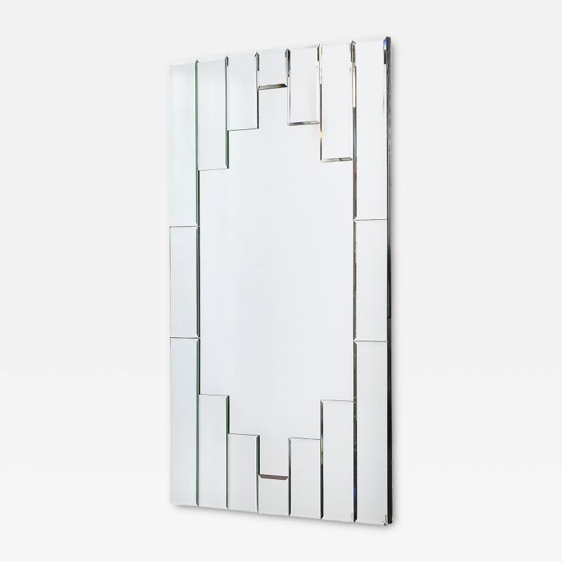 Art Deco Skyscraper Style Rectangular Tessellated Mirror with Beveled Detailing
