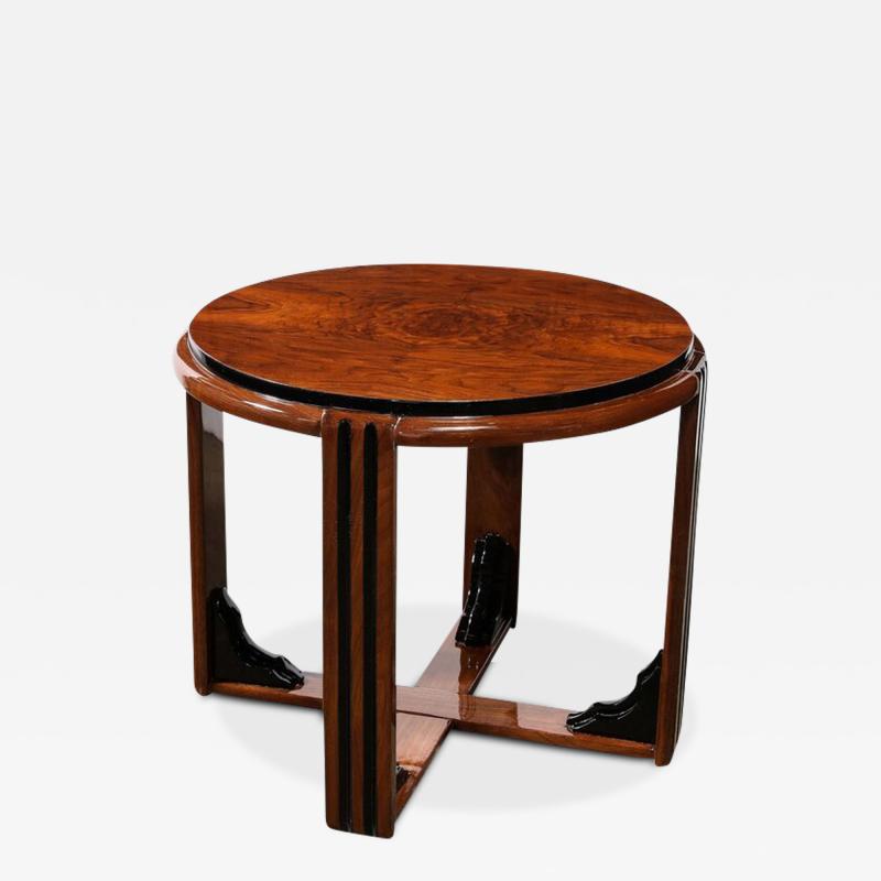 Art Deco Skyscraper Style Side Occasional Table in Book Matched Walnut