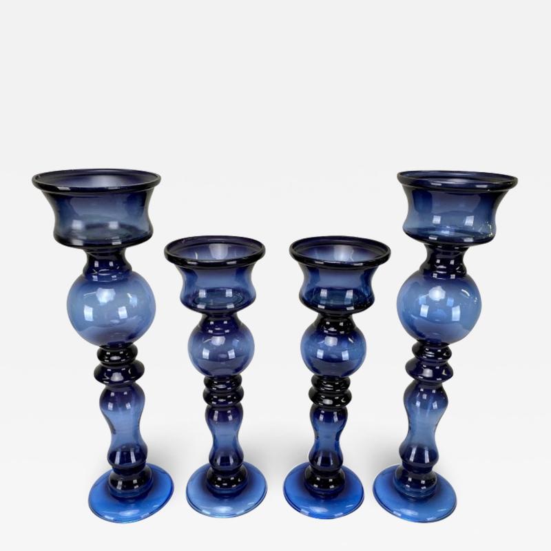 Art Deco Style Blue Bubble Design Candle Holder A set of 4