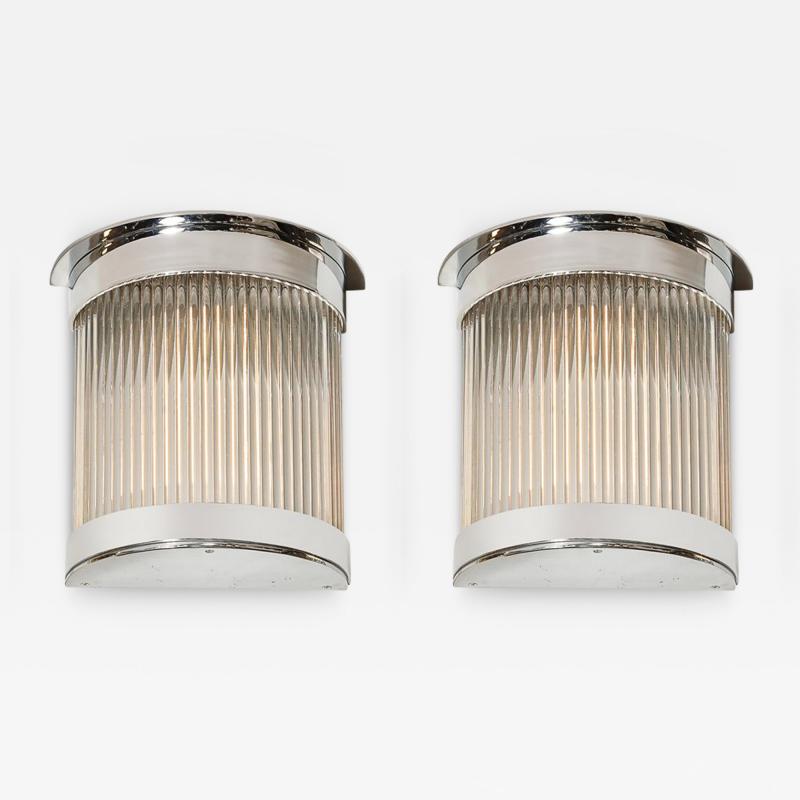 Art Deco Style Chrome Glass Rod Sconces