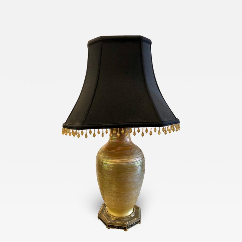 Art Deco Style Durand Fashion Art Glass Table Lamp with Custom Shade