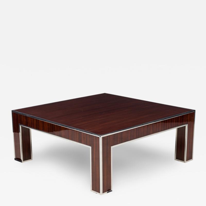 Art Deco Style French Ebony deMacassar and Polished Nickel Low Coffee Table