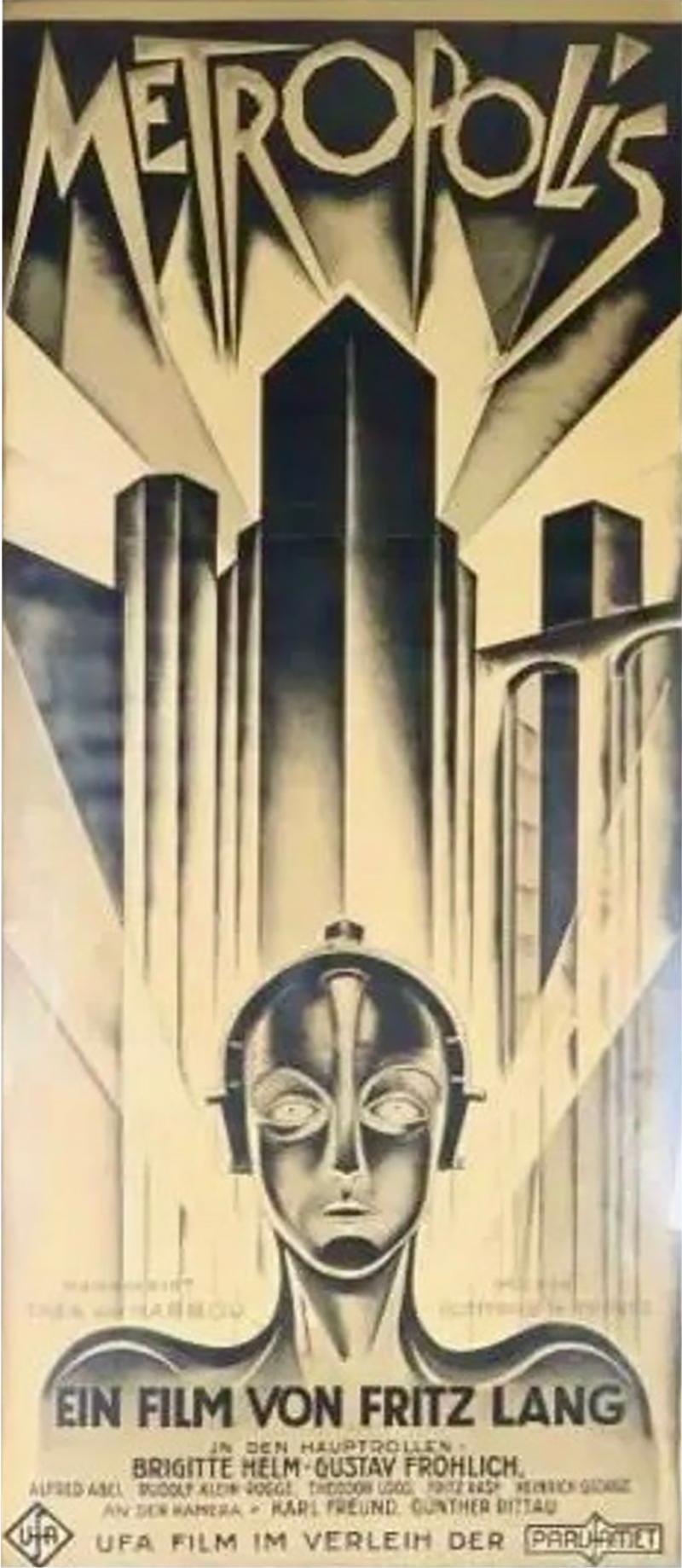 Art Deco Style Metropolis Large Framed 3 Sheet Lithograph Poster
