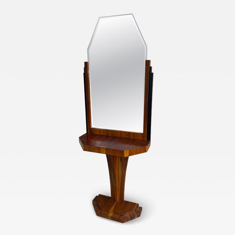 Art Deco Style Rosewood Veneer Hallway Mirror Console Table