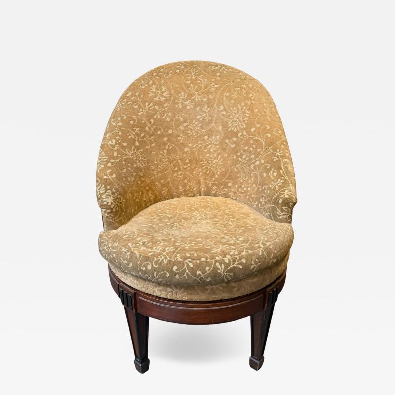 Art Deco Style Velvet Upholstered Swivel Slipper Chair