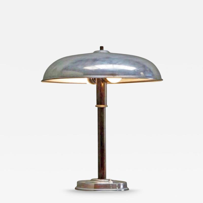 Art Deco Table Lamp in Nickel Plated and Bronzed Brass 1930s