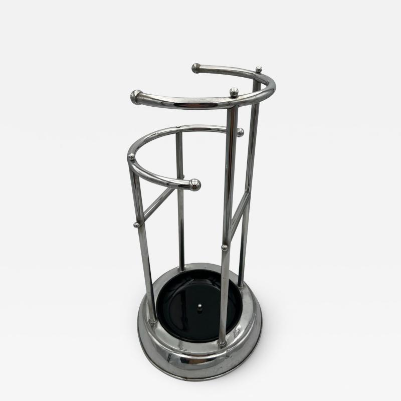 Art Deco Umbrella Stand Chromed and Lacquered Metal France circa 1930