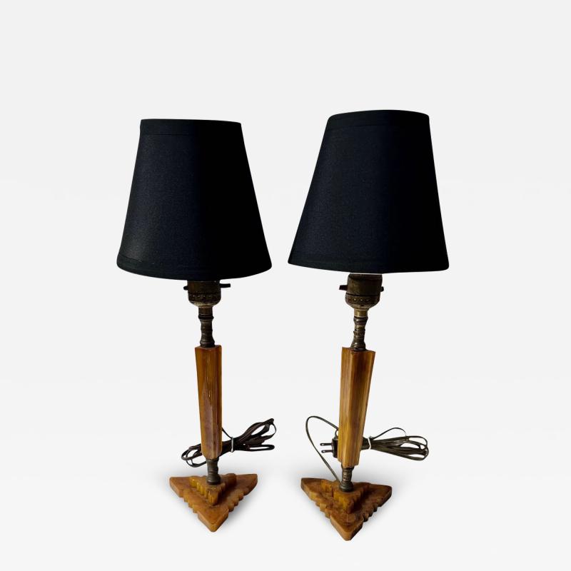 Art Deco Vintage Phenolic Amber Bakelite Lamps