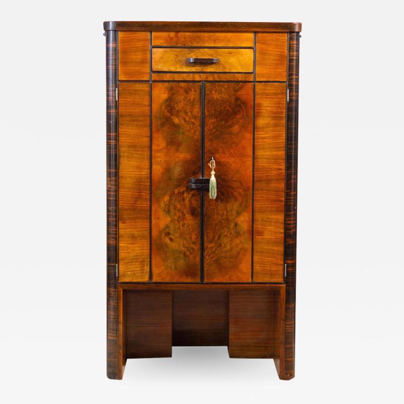 Art Deco Walnut Cocktail Dry Bar Cabinet Italy 1930s