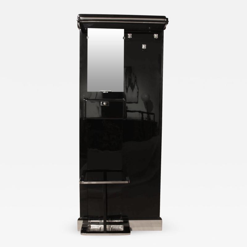 Art Deco Wardrobe Black Lacquer and Chrome France circa 1930