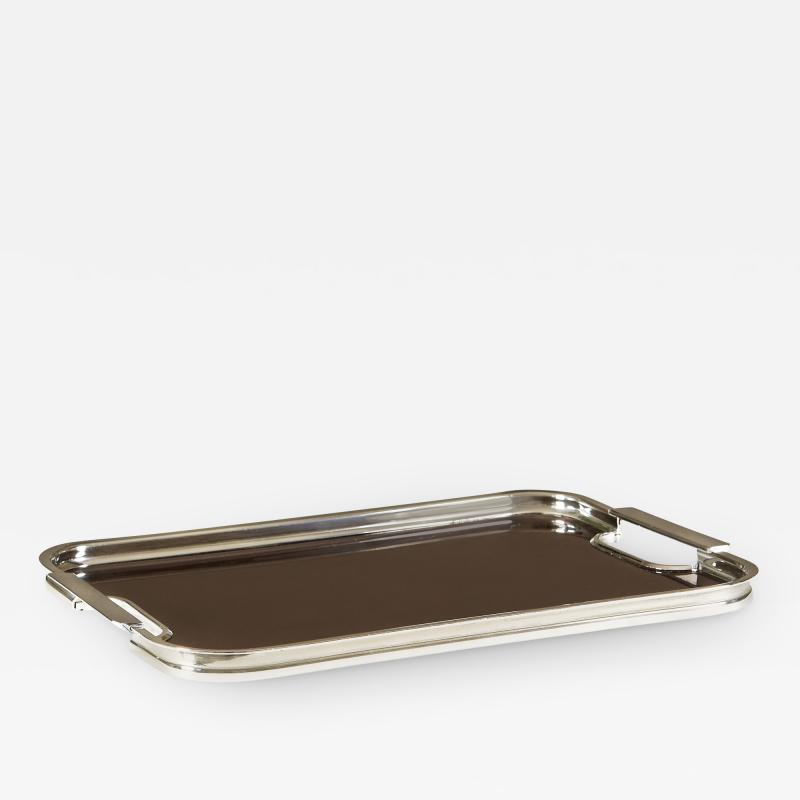 Art Deco chrome and black tray