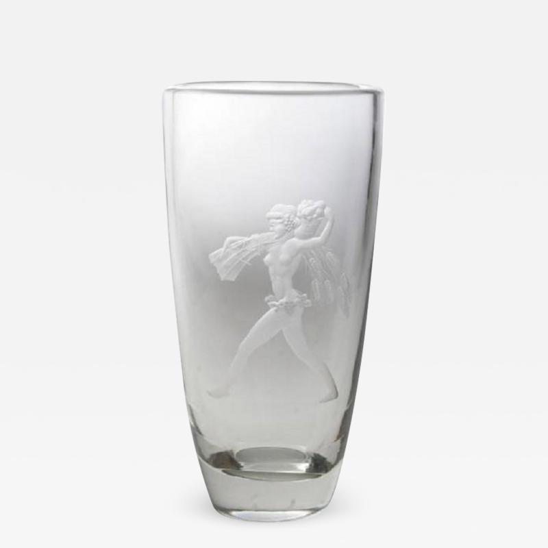 Art Deco etched glass vase