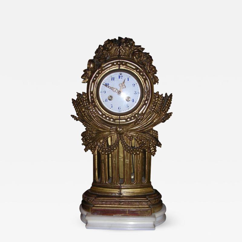 Art Deco gilded wood clock