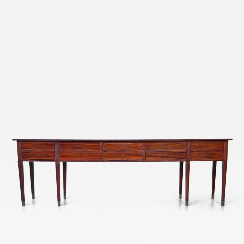 Art Deco style unique drawers wall console in mahogany The Netherlands 1960