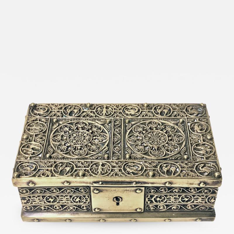 NOVICA Hand Made Repousse Brass Jewelry Box, Metallic, Enchantment