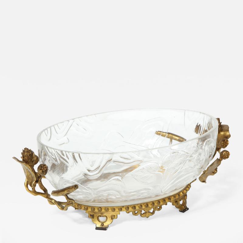 Art Nouveau Bronze Mounted Crystal Bowl