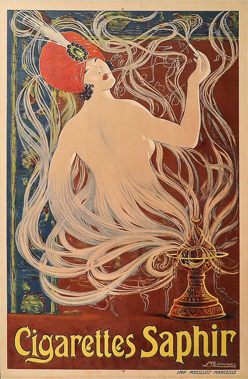 Art Nouveau Cigarettes Saphir Advertisement Poster