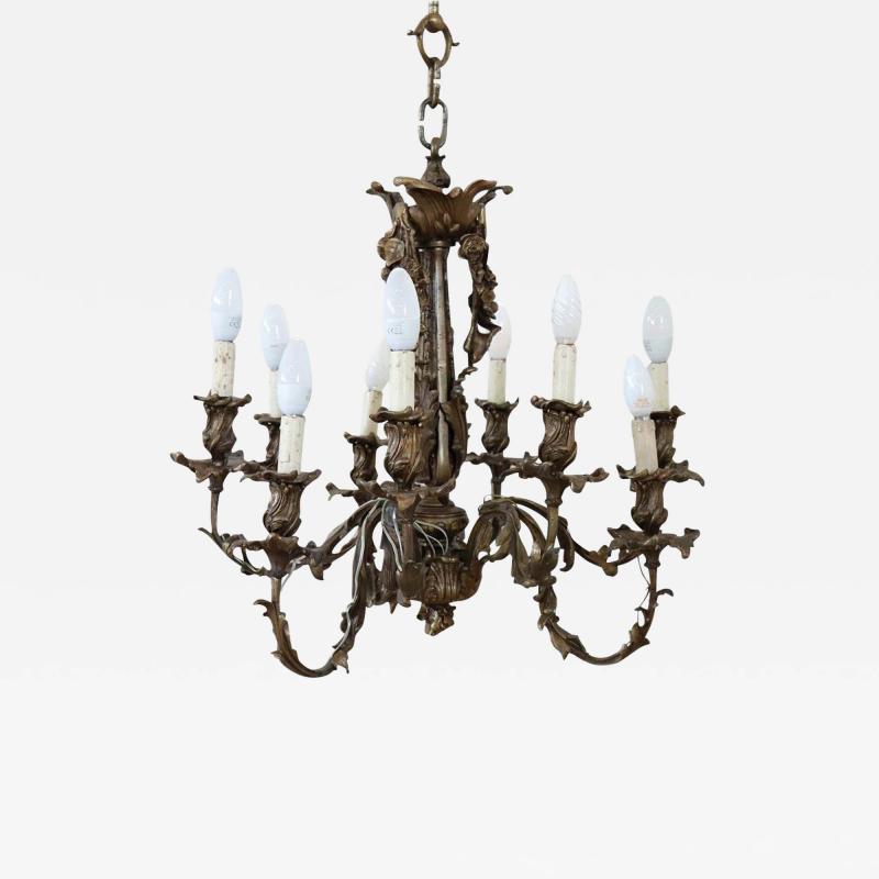 Art Nouveau Italian Bronze Antique Chandelier