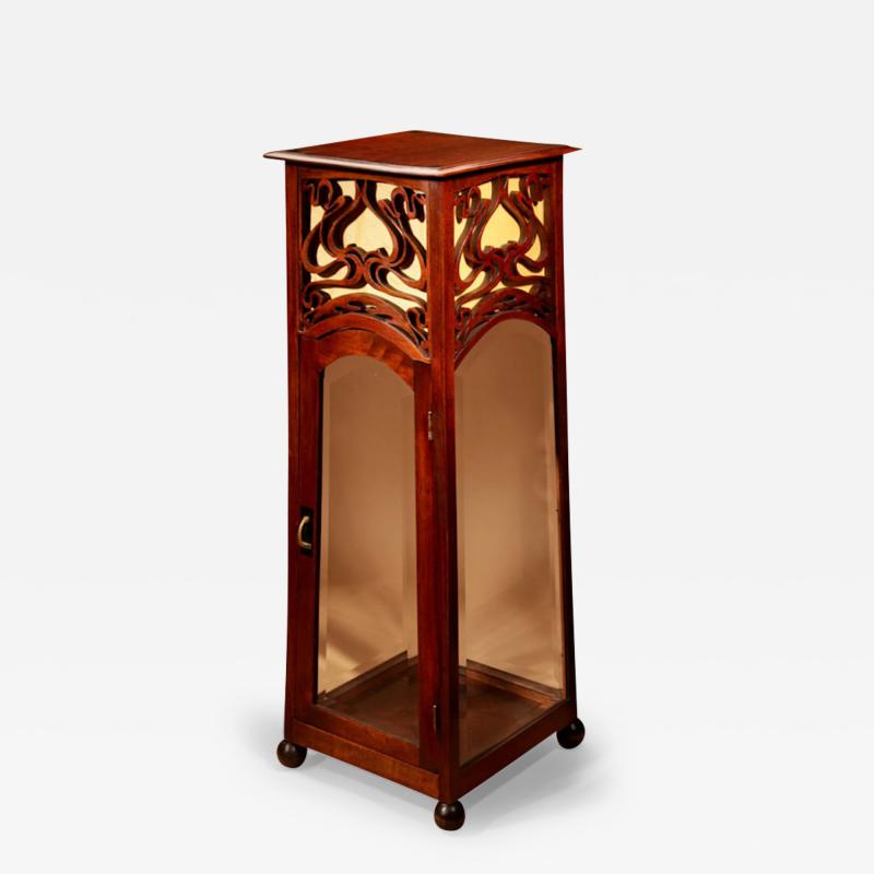 Art Nouveau Jugendstil Very Rare And Beautiful Mahogany Display Pedestal Cabinet