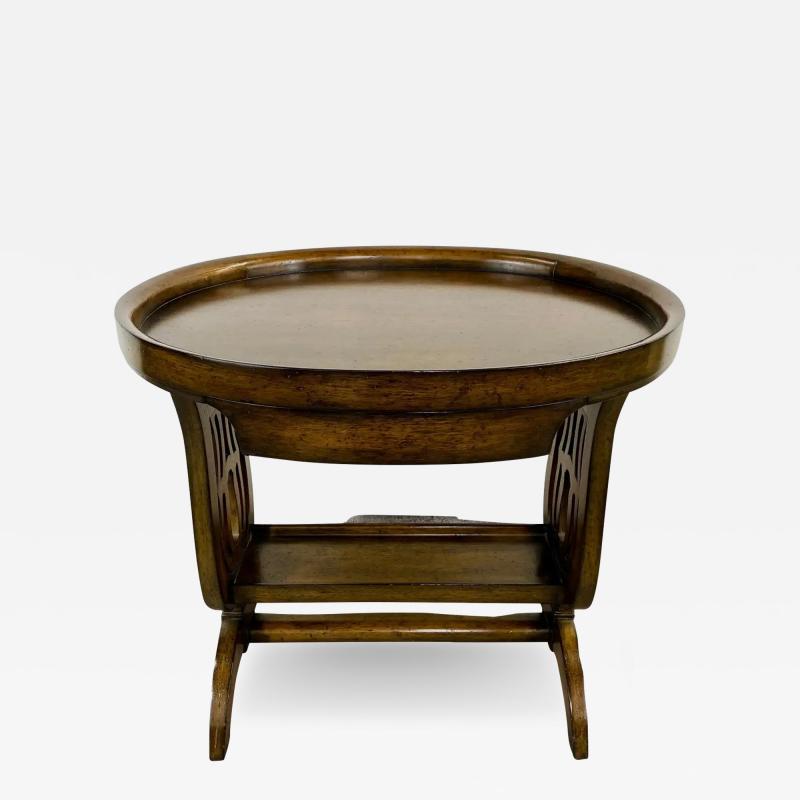 Art Nouveau Oval Two Tier Walnut Library or Tray Table