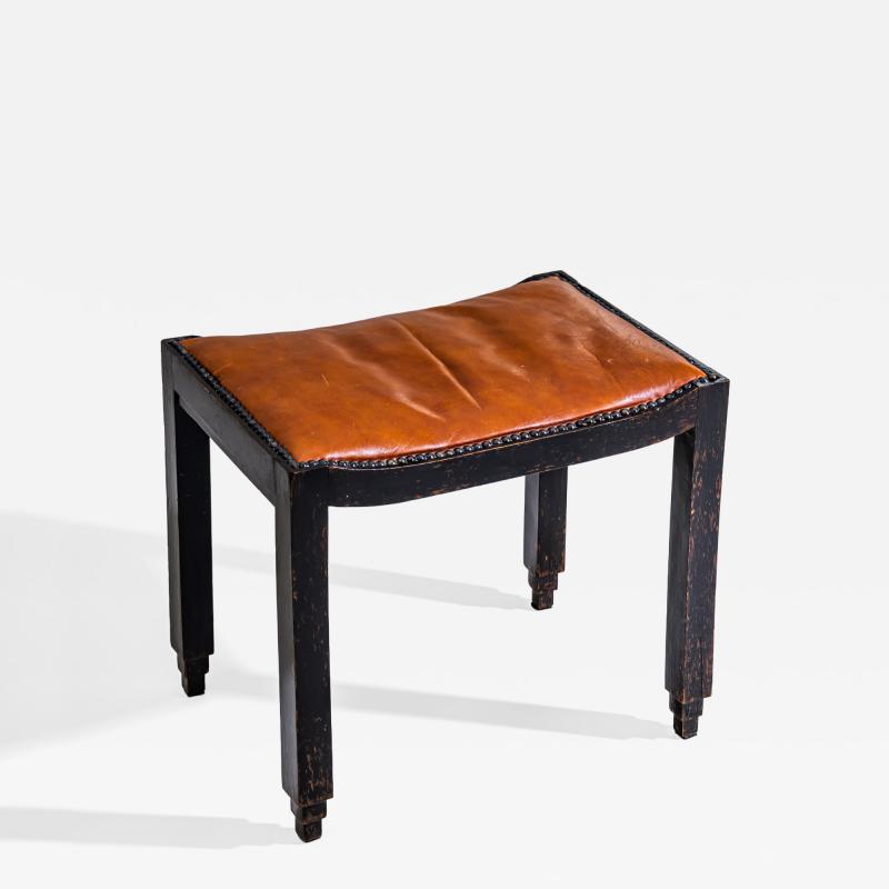 Art Nouveau Piano Stool with Leather Seat early 20th Century