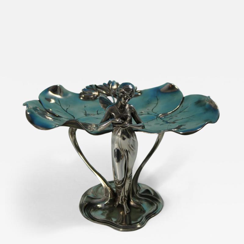 Art Nouveau WMF Fairy With Dove Lily Visiting Card Tray