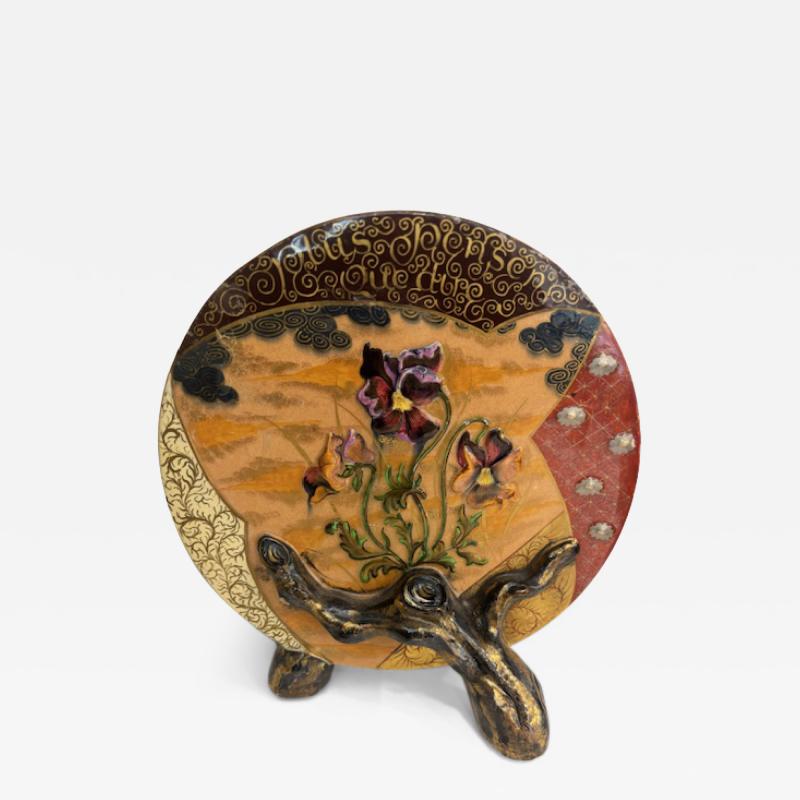 Art Nouveau glazed earthenware vase by E Galle