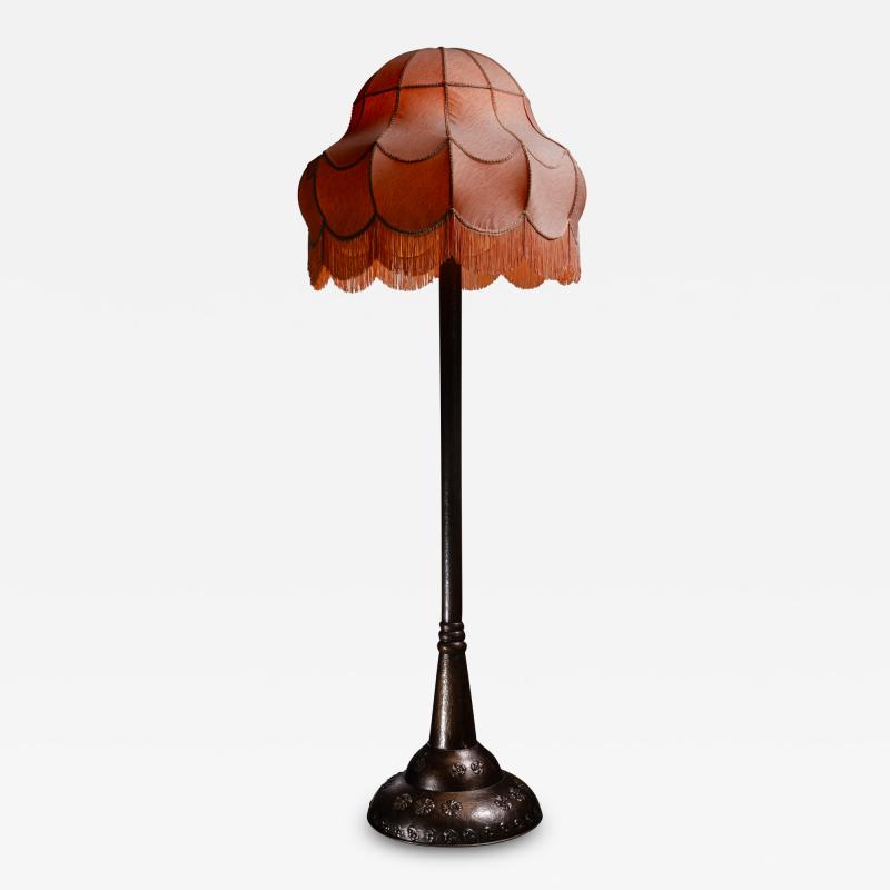 Art Nouveau hammered copper floor lamp Sweden