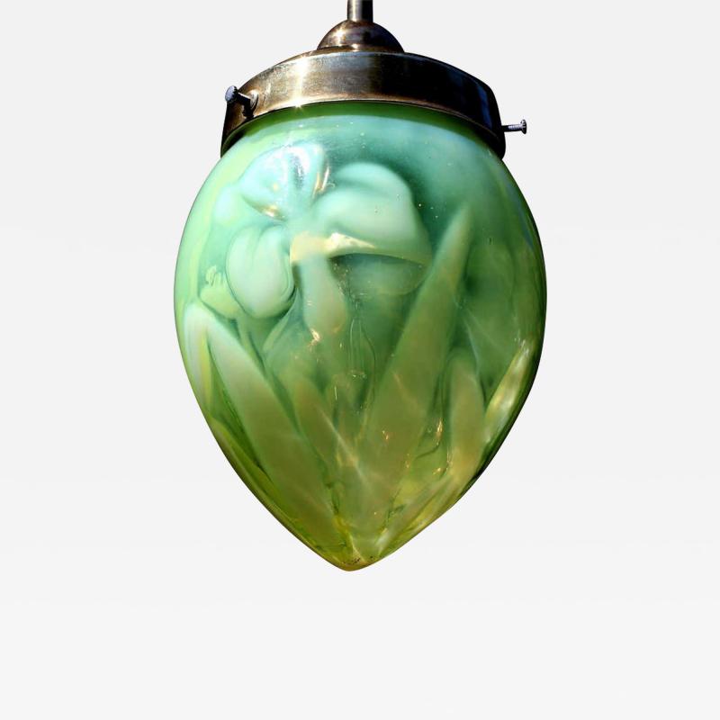 Art Noveau Uranium Vaseline Glass Lantern 1910 1920s
