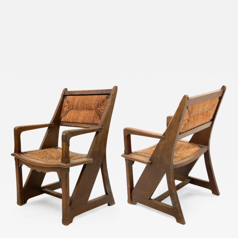 Art and Craft rarest pair of brutalist pre modernist arm chairs