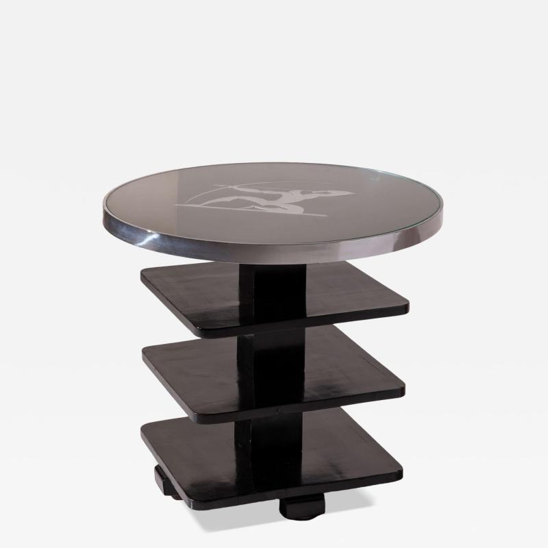 Arte deco occasional table with glass top Italy 1930s