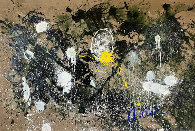 Arthur Ashe Tennis Racket Ball Splatter