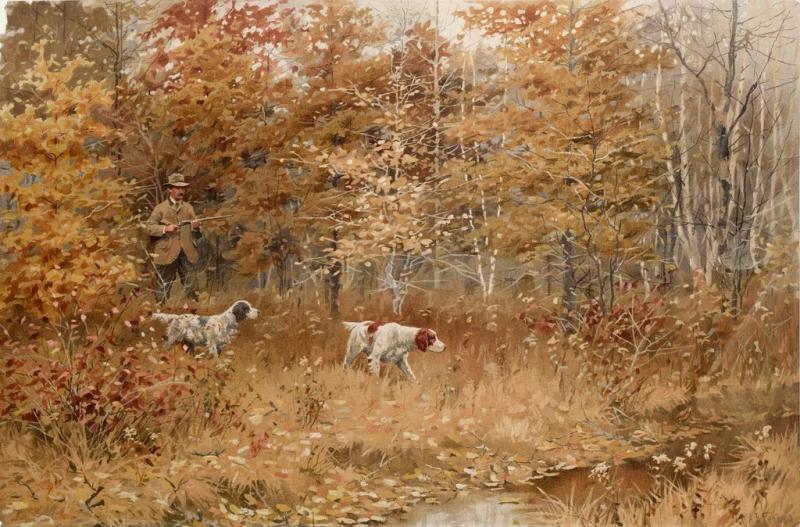 Arthur Burdett Frost ARTHUR BURDETT FROST AMERICAN 1851 1928 AUTUMN WOODCOCK SHOOTING