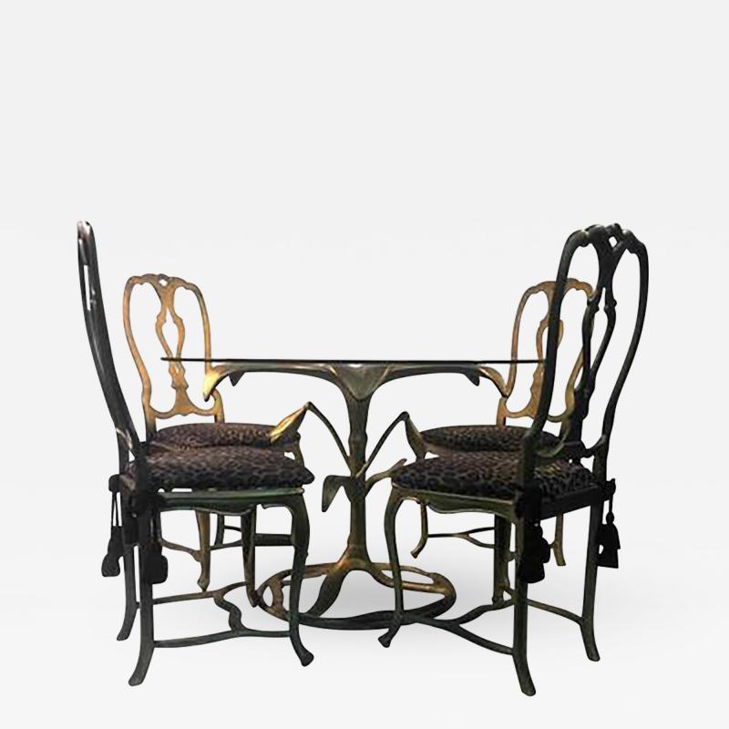 Arthur Court Great Arthur Court Gilded Tiger Lily Dining Table with Four Chairs