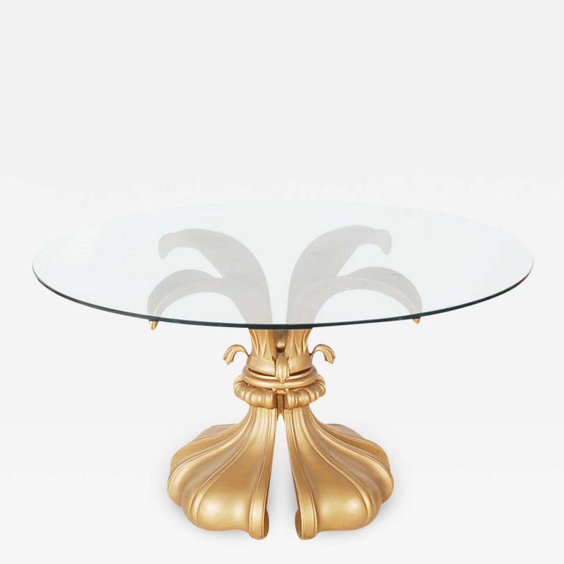Arthur Court Hollywood Regency Fleur de Lis Glass Center Table