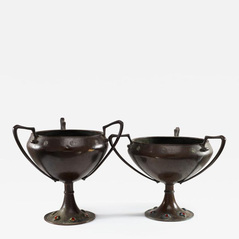 Arthur Dixon Arthur Dixon Birmingham Guild of Handicraft 2 hand hammered copper centre pieces