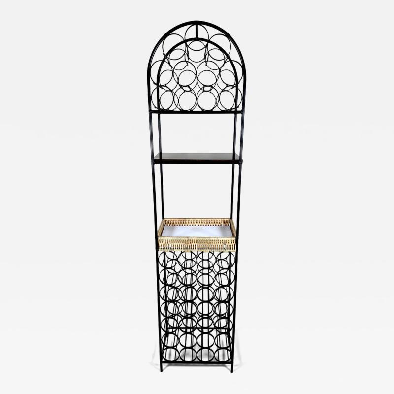 Arthur Umanoff Arthur Umanoff Iron Rattan Wine Rack with Shelves