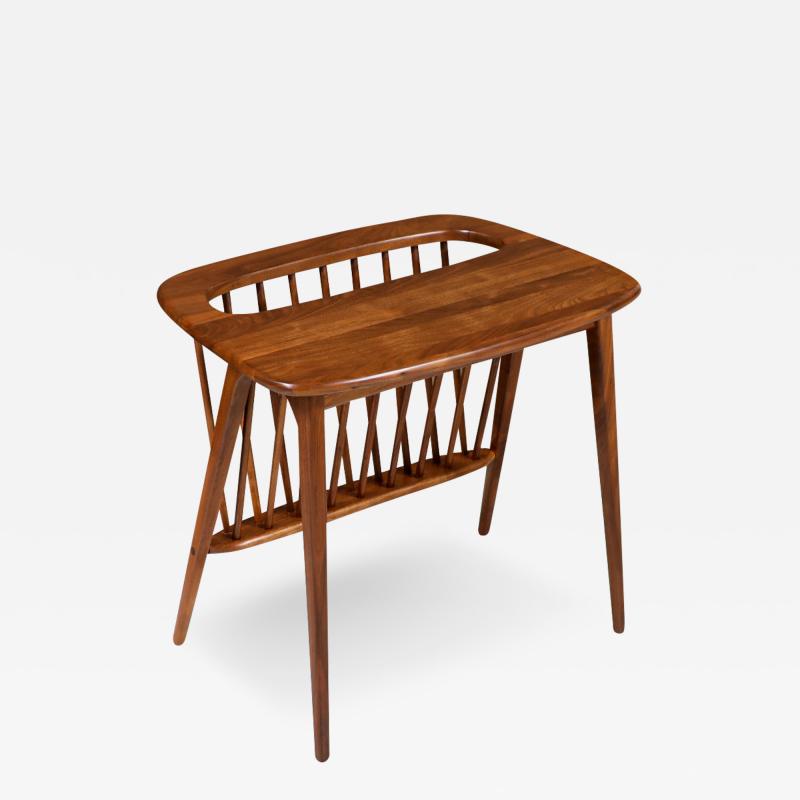 Arthur Umanoff Arthur Umanoff Sculpted Walnut Side Table with Magazine Rack for Washington