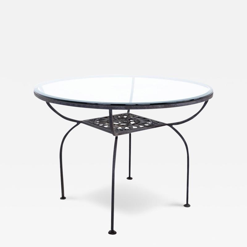 Arthur Umanoff Arthur Umanoff for Shaver Howard Mayan Iron and Glass Round Dining Table