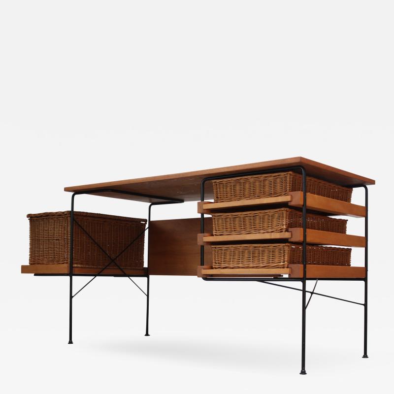 Arthur Umanoff Rare Maple and Iron Desk by Arthur Umanoff