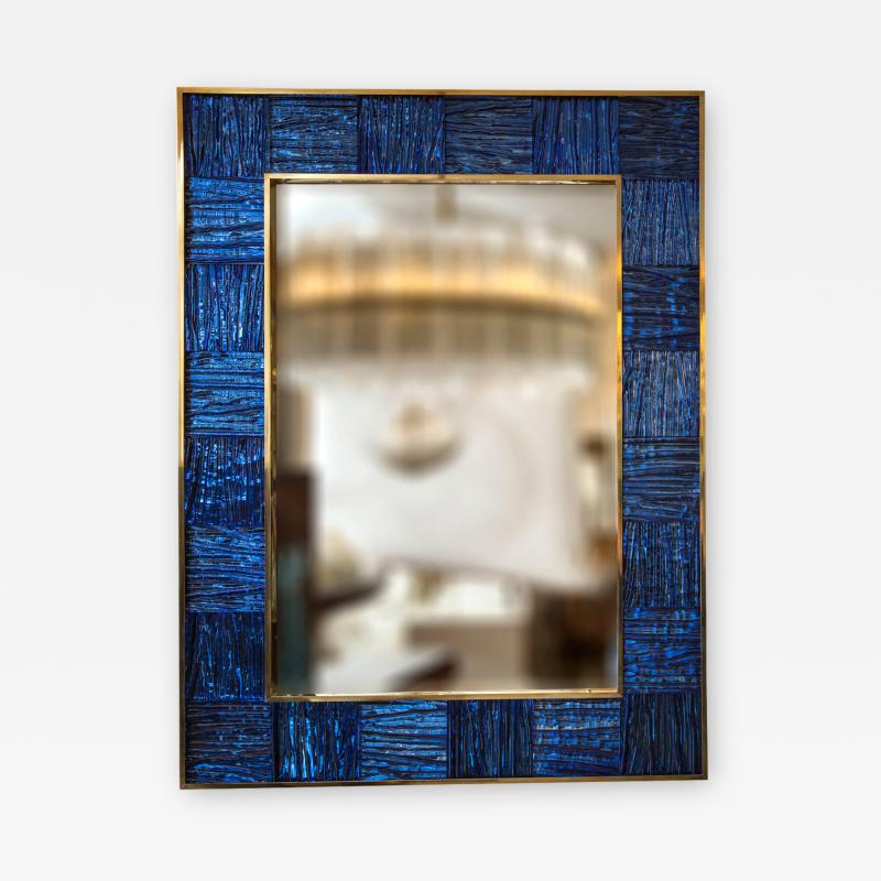 Artisan Brass Blown Klein Blue Wave Mirror