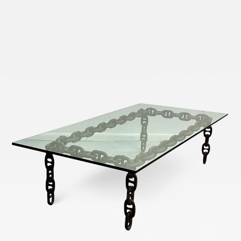 Artisan Large Industrial Chain Link Iron Coffee Table Belgium 1970