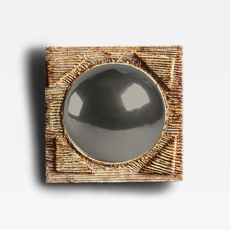 Artisanal Acetate Convex Mirror with Rope Detail Europe 20th C