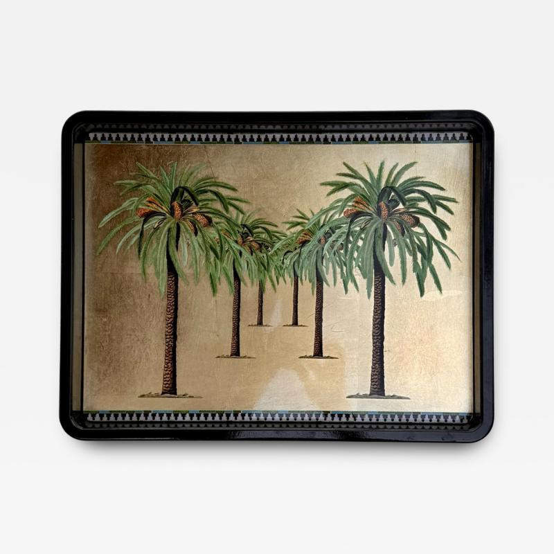 Artisanally Made MDF Lacquered Tray with Metal Gold Leaf Tablet