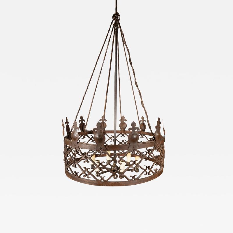Arts And Crafts Wrought Iron Chandelier