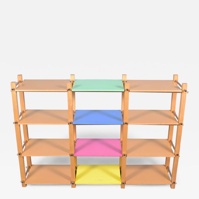 Arts Crafts Open Bookshelf Mid Century Modern Design with Colorful Shelves